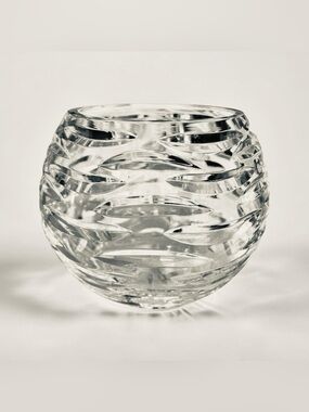Rose bowl vase, vintage, deep cut wave pattern, maker unknown